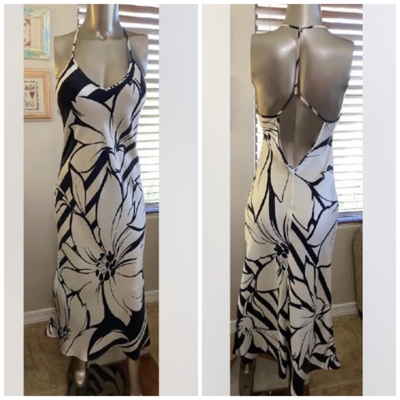 Vintage Dresses & Skirts - Vintage 90’s Y2K 100% Silk Dress Black & White Silk Slip Dress Satin Slip Silk